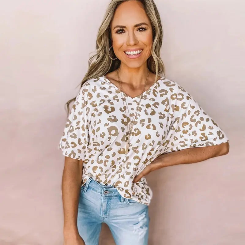 Leopard Print V-Neck Shirt