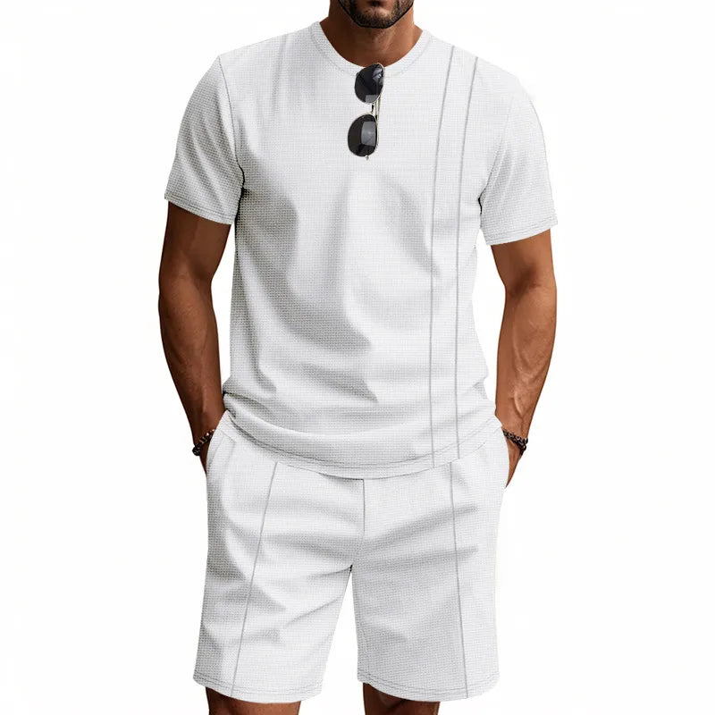 Solid Color Shirt and Shorts Set